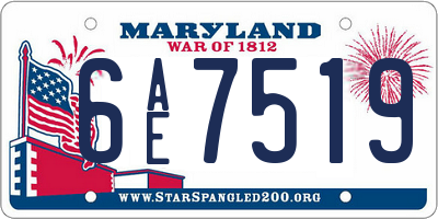 MD license plate 6AE7519
