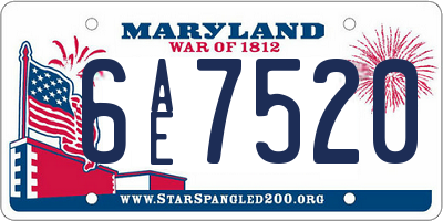 MD license plate 6AE7520