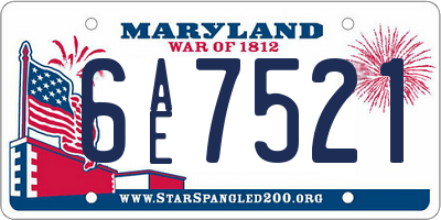 MD license plate 6AE7521