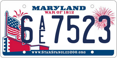 MD license plate 6AE7523