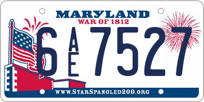 MD license plate 6AE7527