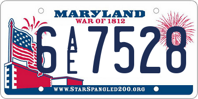 MD license plate 6AE7528