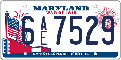 MD license plate 6AE7529