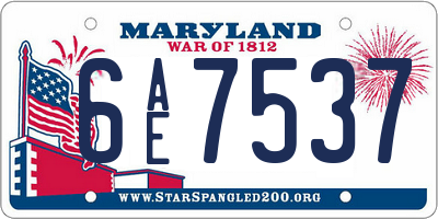 MD license plate 6AE7537