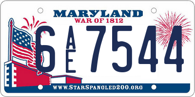 MD license plate 6AE7544