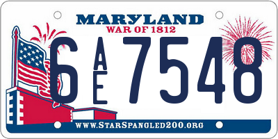 MD license plate 6AE7548