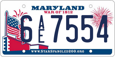 MD license plate 6AE7554
