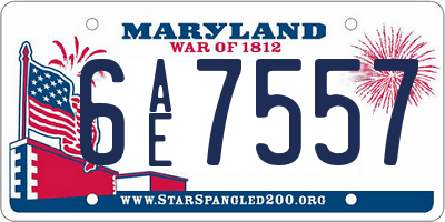 MD license plate 6AE7557