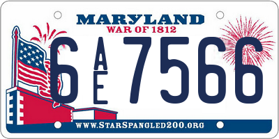 MD license plate 6AE7566