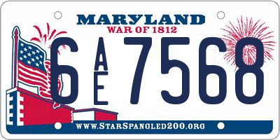 MD license plate 6AE7568