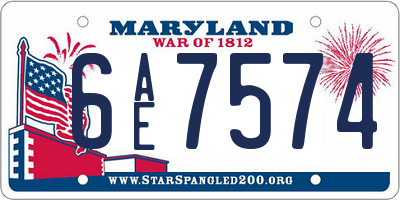 MD license plate 6AE7574