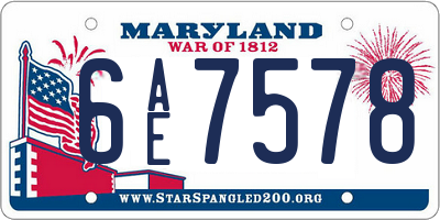 MD license plate 6AE7578