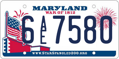 MD license plate 6AE7580