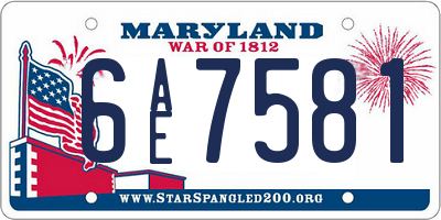 MD license plate 6AE7581