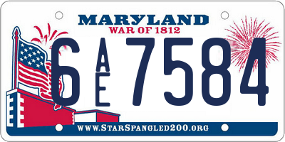 MD license plate 6AE7584
