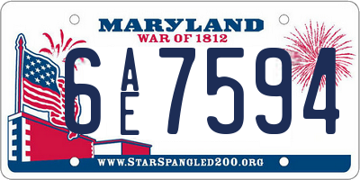 MD license plate 6AE7594
