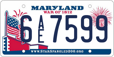 MD license plate 6AE7599
