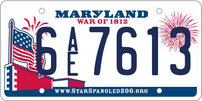 MD license plate 6AE7613