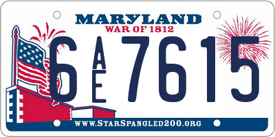 MD license plate 6AE7615