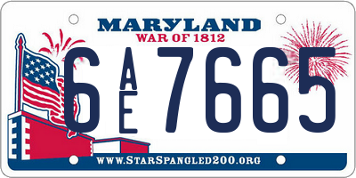 MD license plate 6AE7665