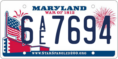 MD license plate 6AE7694
