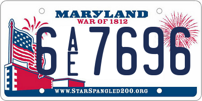 MD license plate 6AE7696