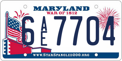 MD license plate 6AE7704