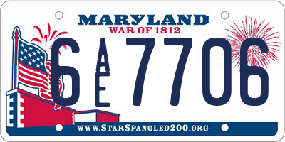 MD license plate 6AE7706