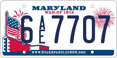 MD license plate 6AE7707