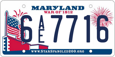 MD license plate 6AE7716