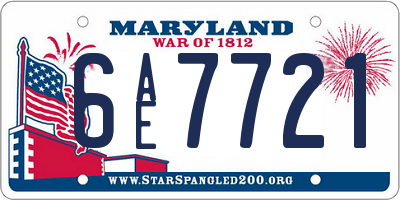 MD license plate 6AE7721
