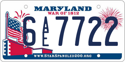 MD license plate 6AE7722
