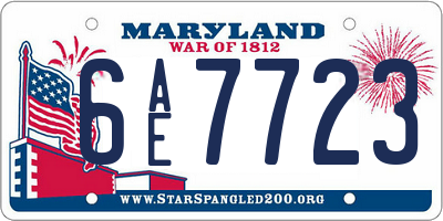 MD license plate 6AE7723
