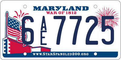 MD license plate 6AE7725