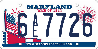 MD license plate 6AE7726