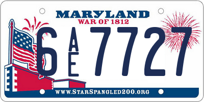 MD license plate 6AE7727