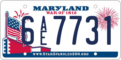 MD license plate 6AE7731