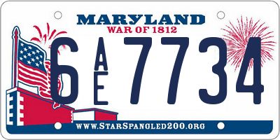 MD license plate 6AE7734