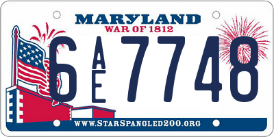 MD license plate 6AE7748