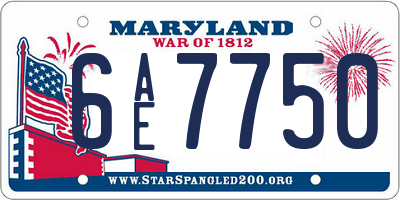 MD license plate 6AE7750