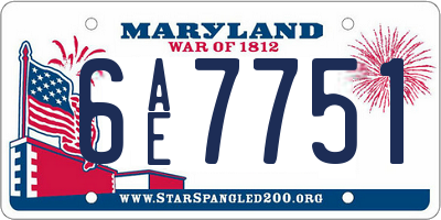 MD license plate 6AE7751