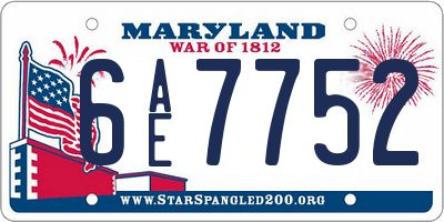 MD license plate 6AE7752