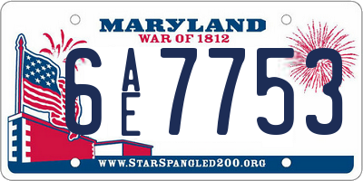MD license plate 6AE7753