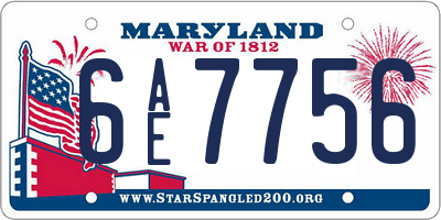 MD license plate 6AE7756
