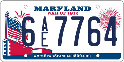 MD license plate 6AE7764