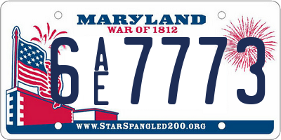 MD license plate 6AE7773