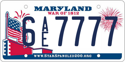 MD license plate 6AE7777