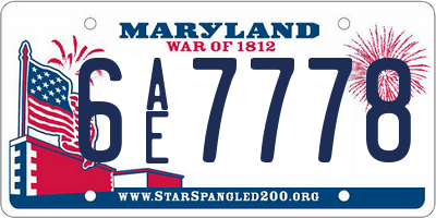 MD license plate 6AE7778