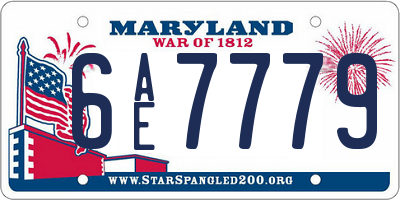 MD license plate 6AE7779