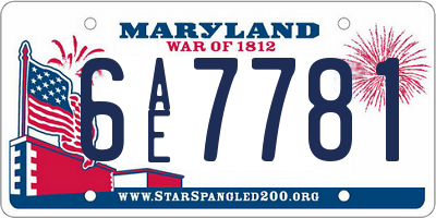 MD license plate 6AE7781